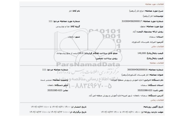 مزایده، انار (درهم)