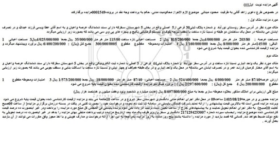 مزایده فروش یک واحد انباری نسبتا تازه ساخت