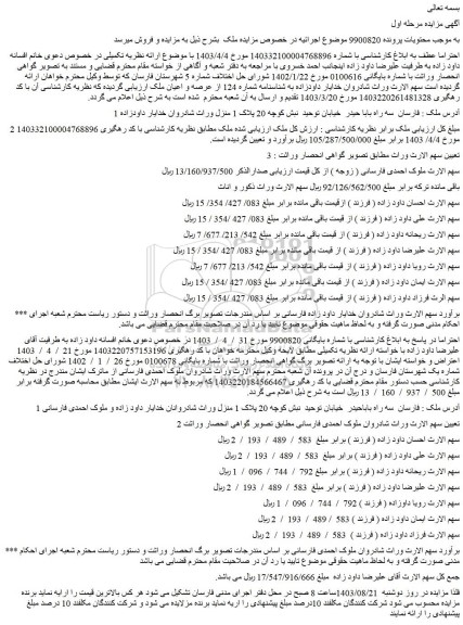 مزایده فروش ملک 
