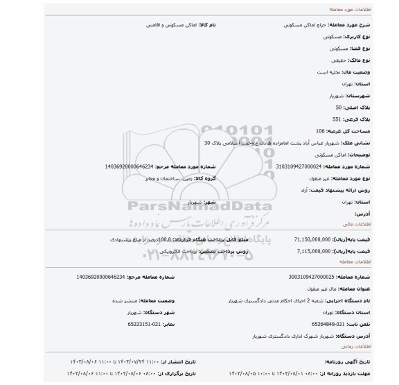 مزایده، اماکن مسکونی