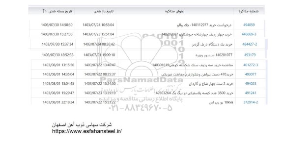 استعلام چک والو و ... 