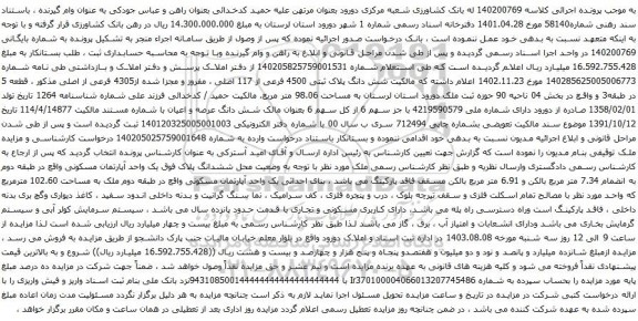 مزایده شش دانگ پلاک ثبتی 4500 فرعی از 117 اصلی ، مفروز و مجزا شده از4305 فرعی از اصلی