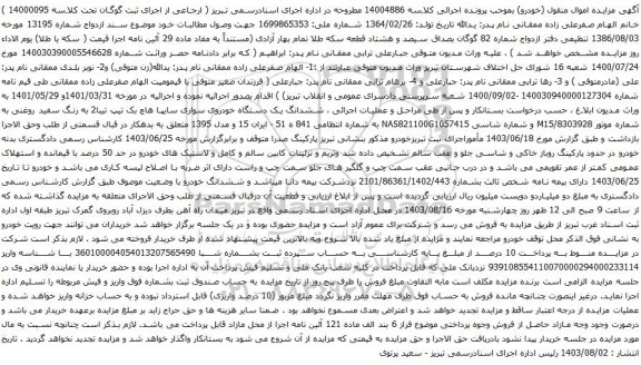 مزایده یک دستگاه خودروی سواری سایپا هاچ بک تیپ تیبا2 به رنگ سفید روغنی 