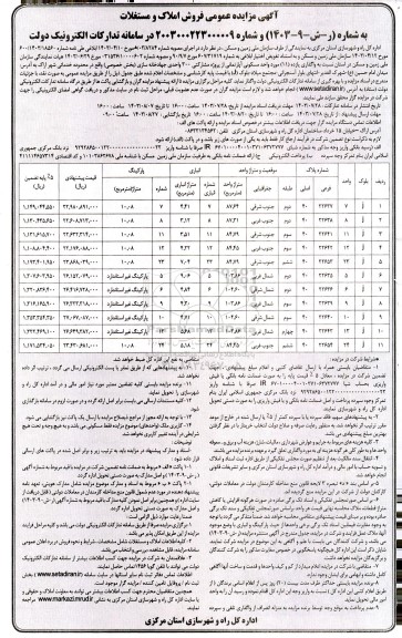 مزایده واگذاری 11 مورد واحد مسکونی آپارتمانی 