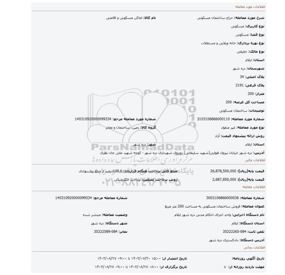 مزایده، ساختمان مسکونی