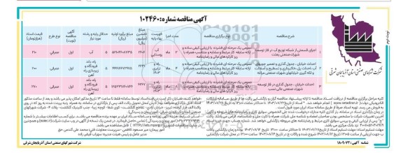 مناقصه اجرای قسمتی از شبکه توزیع آب در فاز توسعه شهرک صنعتی بعثت ... نوبت دوم