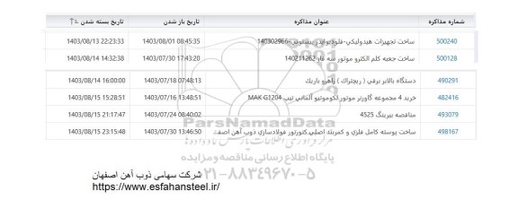 استعلام ساخت تجهیزات هیدرولیکی- فلودیوایدر پیستونی و ... 
