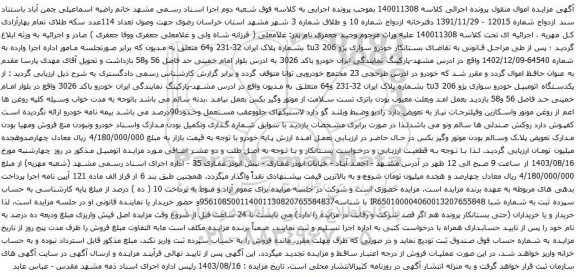 مزایده خودرو سواری پژو 206 tu3
