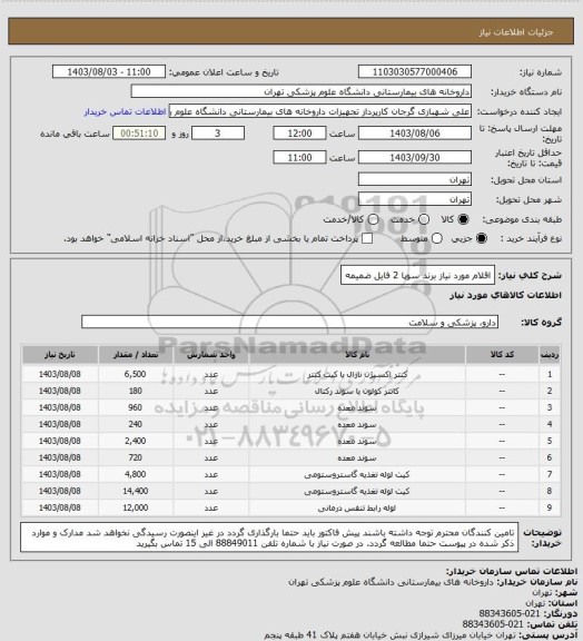 استعلام اقلام مورد نیاز برند سوپا 2
فایل ضمیمه