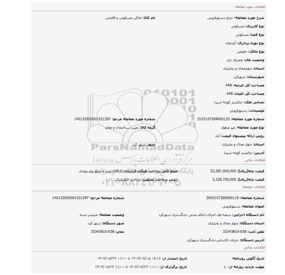 مزایده، دستورفروش
