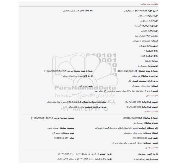 مزایده، دستورفروش