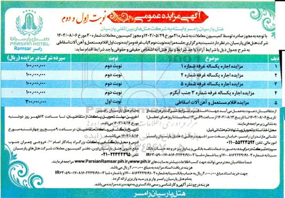 مزایده عمومی اجاره غرفه و...
