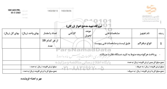 استعلام انواع دیافراگم 
