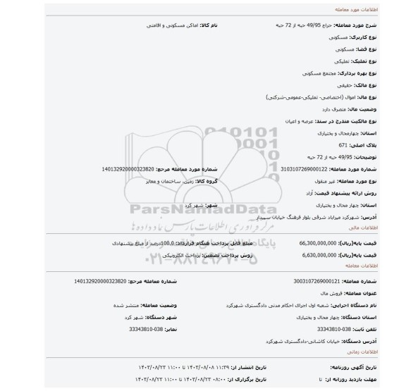 مزایده، 49/95 حبه از 72 حبه