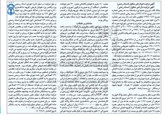 مزایده ششدانک پلاک 21 فرعی از 7345 اصلی بخش 04 یزد