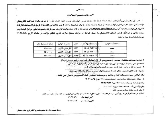 مزایده عمومی خودروهای فرسوده