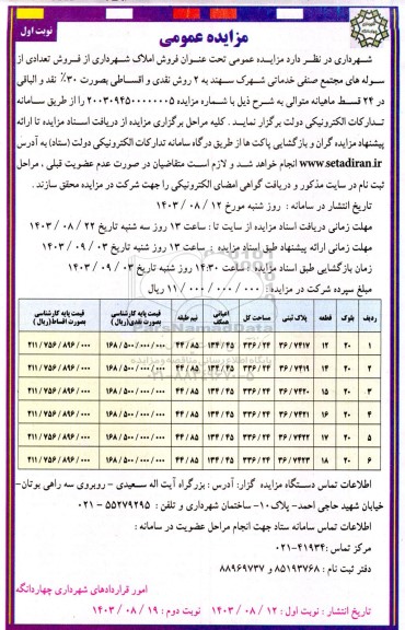 مزایده فروش تعدادی از سوله های مجتمع صنفی خدماتی