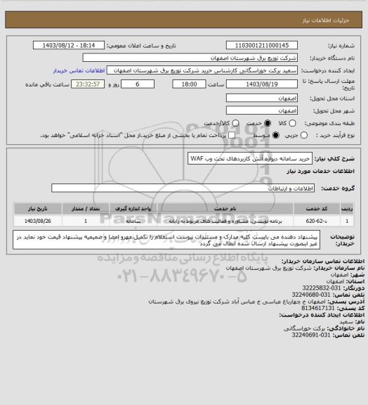 استعلام خرید سامانه دیواره آتش کاربردهای تحت وب WAF