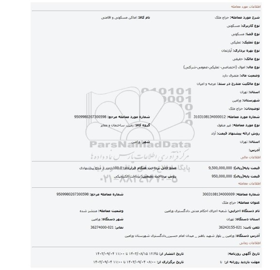 مزایده، حراج ملک