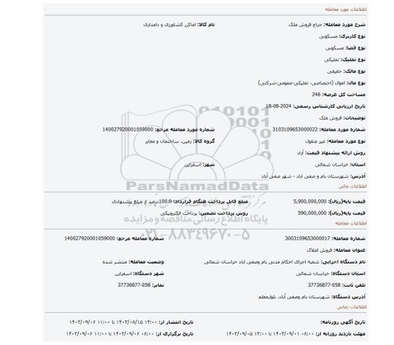 مزایده، فروش ملک