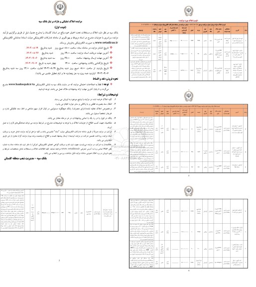مزایده املاک و مستغلات تحت اختیار با کاربری تجاری - ویلایی - اپارتمان - ساختمان