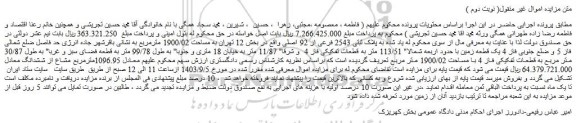 مزایده فروش ملک به پلاک ثبتی 2543 فرعی از 92 اصلی