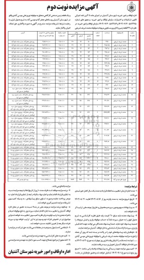 مزایده واگذاری 32 قطعه زمین با کاربری مسکونی و یک قطعه زمین صنعتی کارگاهی - نوبت دوم 