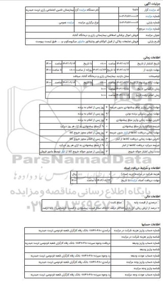 مزایده ، فروش ضایعات پلاکی از قبیل اتوکلاو فور ونتیلاتور مانیتور میکروسکوپ و .... طبق لیست پیوست