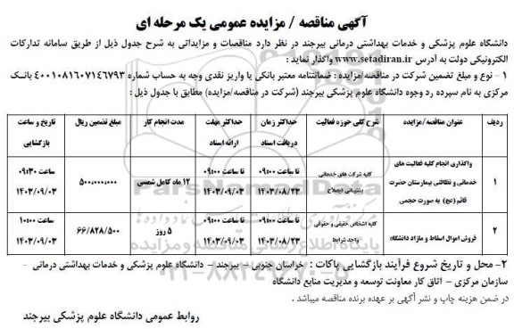 مناقصه و مزایده فروش اموال اسقاط و مازاد دانشگاه