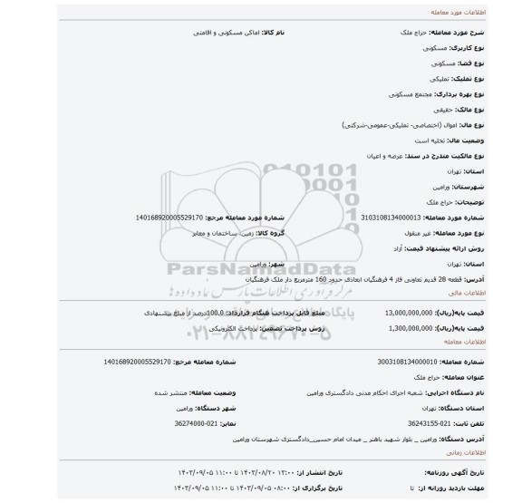 مزایده، حراج ملک