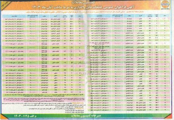 فراخوان عمومی واگذاری تعداد 65  قطعه زمین - نوبت دوم