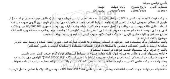 استعلام تامین ترانسمیتر جریان
