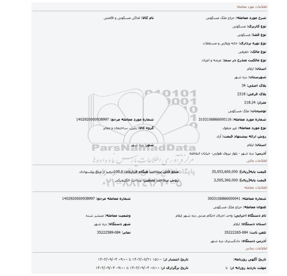 مزایده، ملک مسکونی