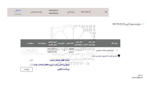 مزایده انواع فوم مختلف ضایعاتی