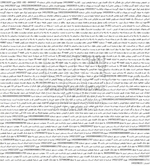 آگهی مزایده ششدانگ یک قطعه آپارتمان مسکونی قطعه هشتم تفکیکی تحت پلاک ثبتی 40868 فرعی از 1 اصلی