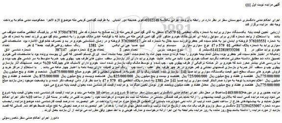 مزایده فروش یکدستگاه سواری پراید
