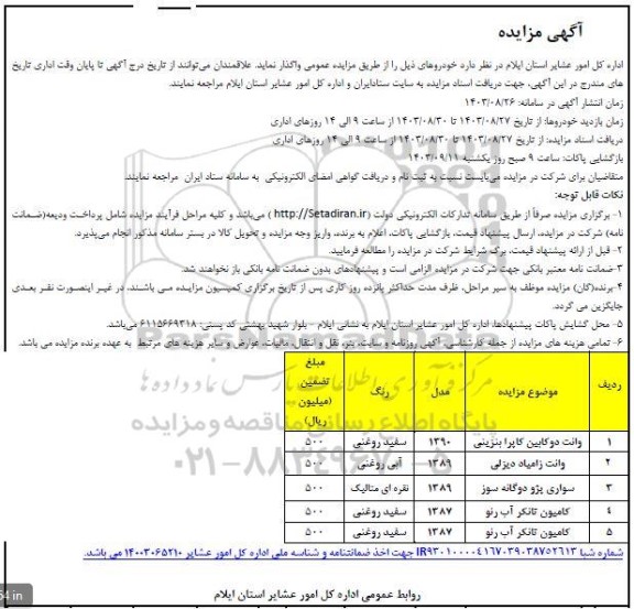 مزایده خودرو
