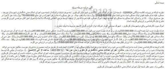 مزایده فروش هات پلیت درب اول نیمه اتومات و...