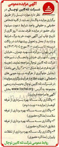 مزایده واگذاری یک ساله بهره برداری از غرفه ها