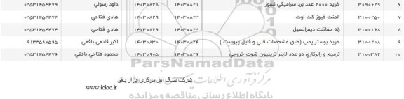 استعلام خرید 2000 عدد برد سرامیکی نسوز ..