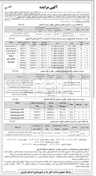 مزایده فروش یک قطعه زمین با کاربری تجاری مسکونی و ...