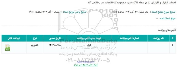 فراخوان احداث انبارک و افزایش بنا در سوله کارگاه نسوز مجموعه کارخانجات مس خاتون آباد 