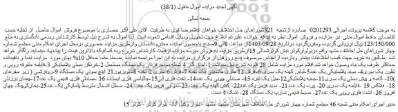 مزایده اجاق گاز 4 شعله سینجرفردار یک دستگاه مستعمل ....
