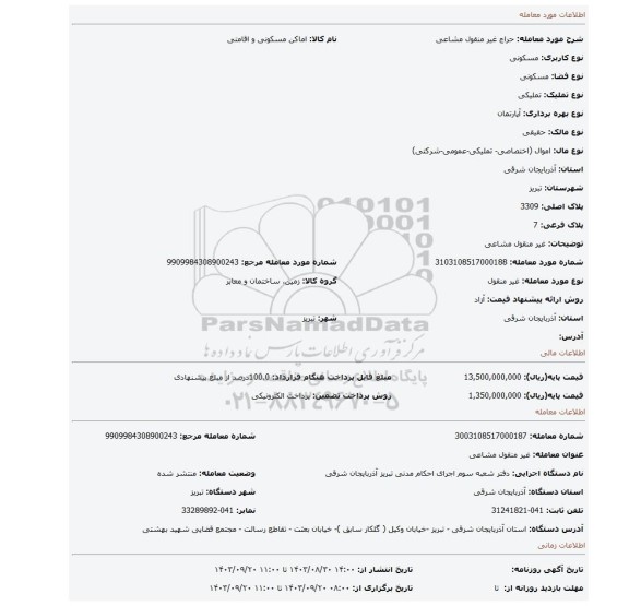 مزایده، غیر منقول مشاعی