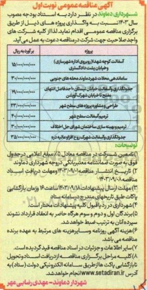 مناقصه آسفالت کوچه شهدا ...