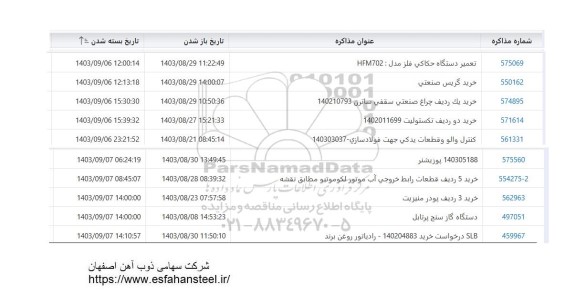 استعلام تعمیر دستگاه حکاکی فلز مدل: HFM702 و ... 