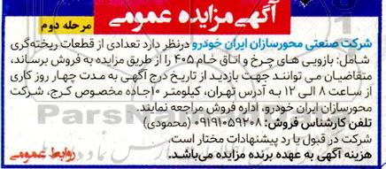 مزایده عمومی تعدادی از قطعات ریخته گری - مرحله دوم