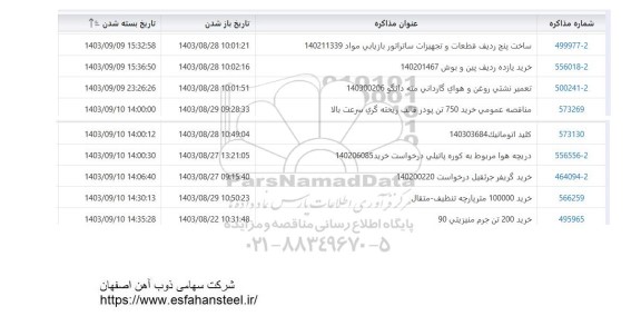 استعلام ساخت پنج ردیف قطعات و تجهیزات ساتراتور بازیابی مواد 140211339 ...
