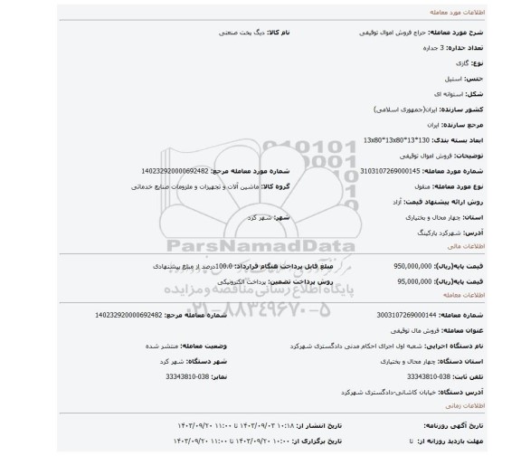 مزایده، فروش اموال توقیفی