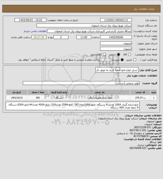 استعلام تبدیل انواع  تابلو اندازه گیری به موتور دار